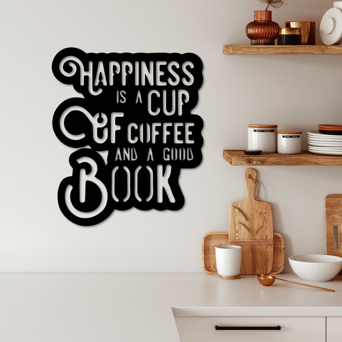 Wallity Happiness Coffee Escultura de pared negra